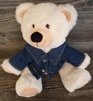 Teddy beige Recyclebaer mit Jeansjacke